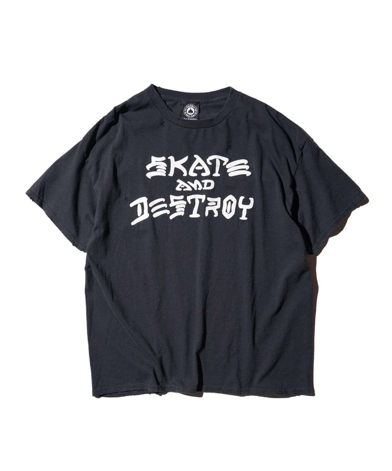 THRIFTY DAMAGE SKATE TEE "THRASHER SKATE AND DESTROY"