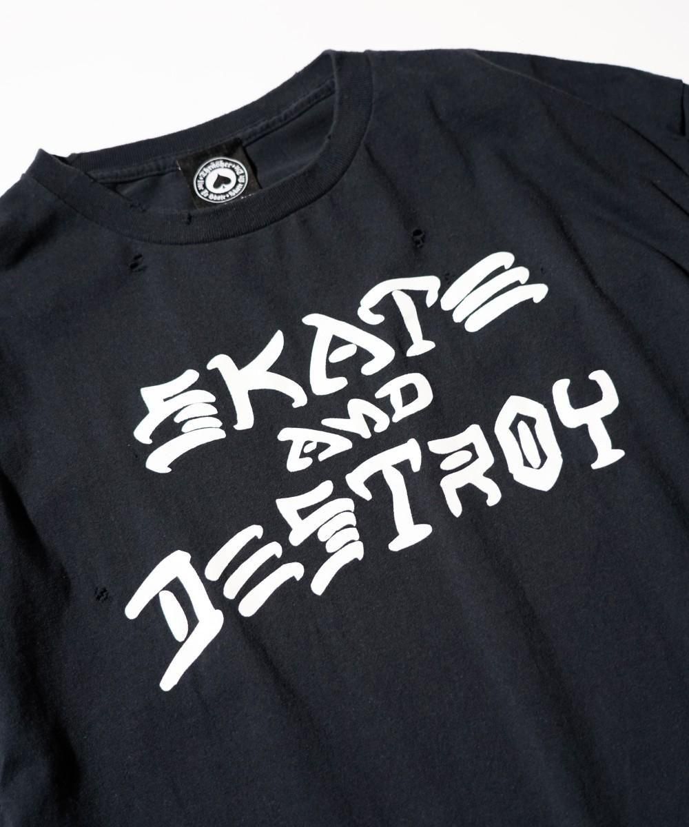 THRIFTY DAMAGE SKATE TEE "THRASHER SKATE AND DESTROY"