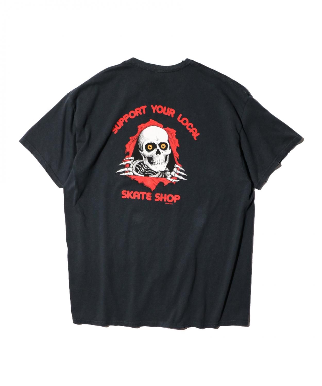 THRIFTY DAMAGE SKATE TEE "POWELL PERALTA SUPPORT YOUR LOCAL SKATE SHOP"
