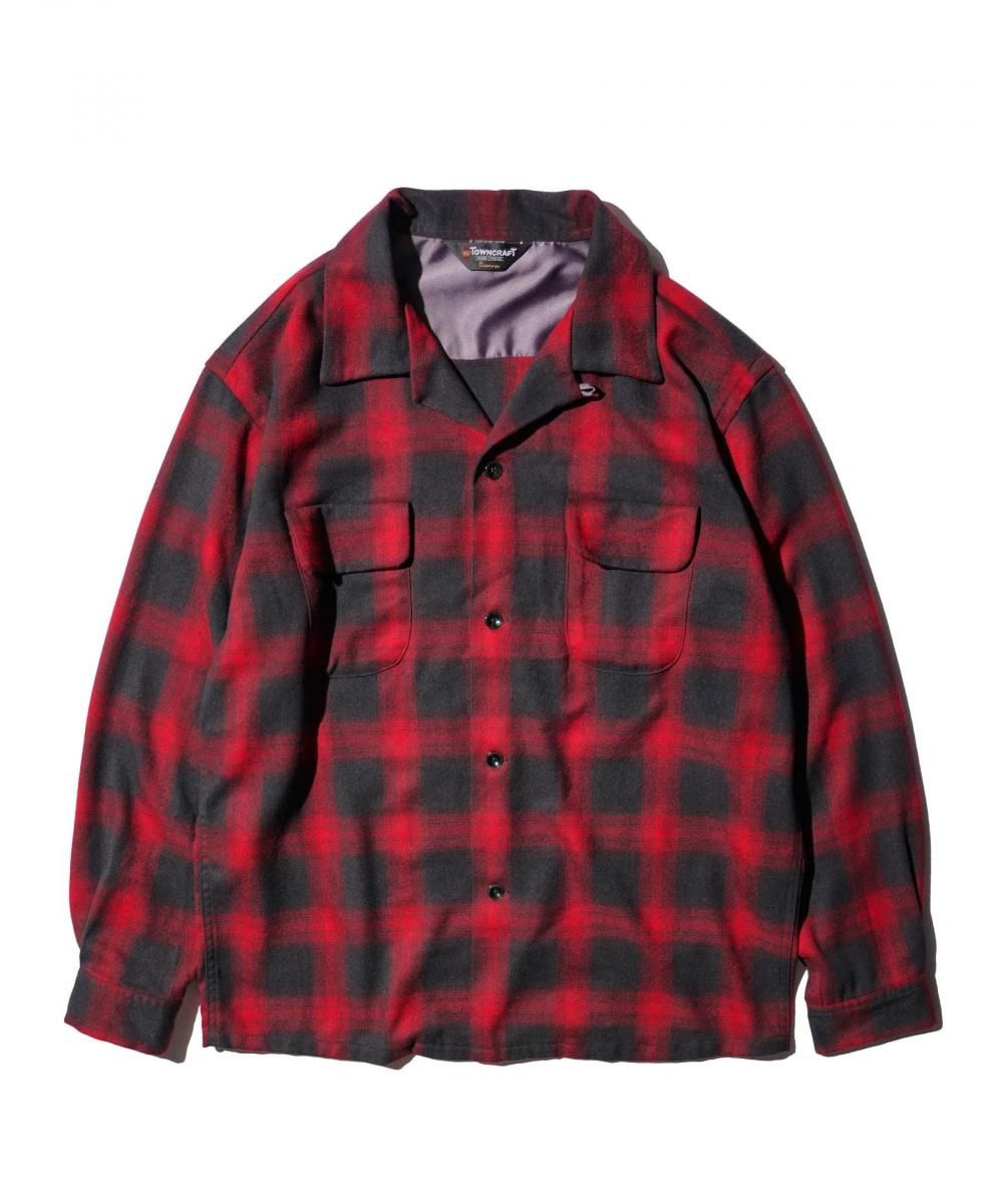 50S W-FLAP OPEN COLLAR SHIRTS RED - flat-lay