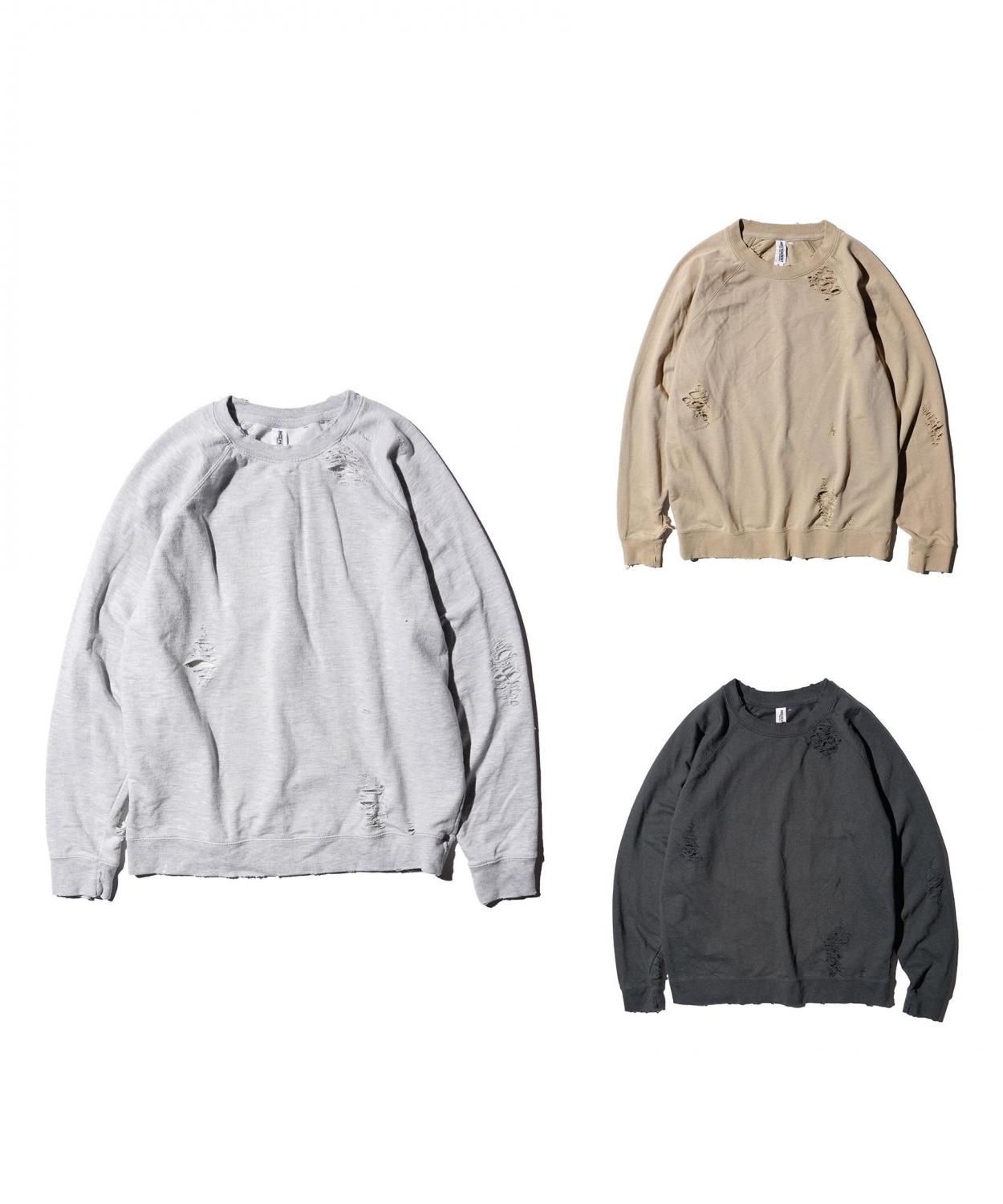 WORN-OUT RAGLAN CREW SWEAT