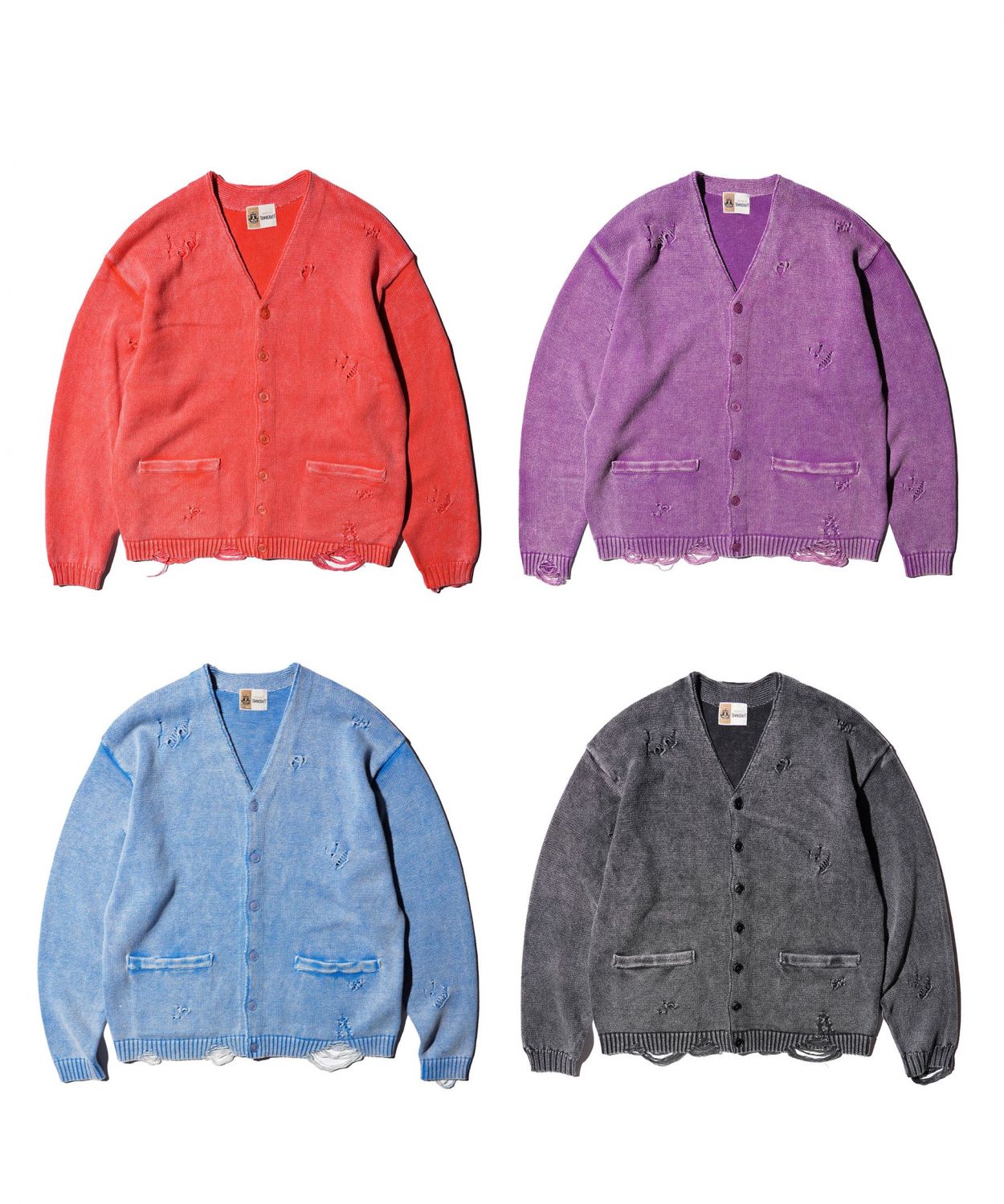 COTTON DAMAGED CARDIGAN