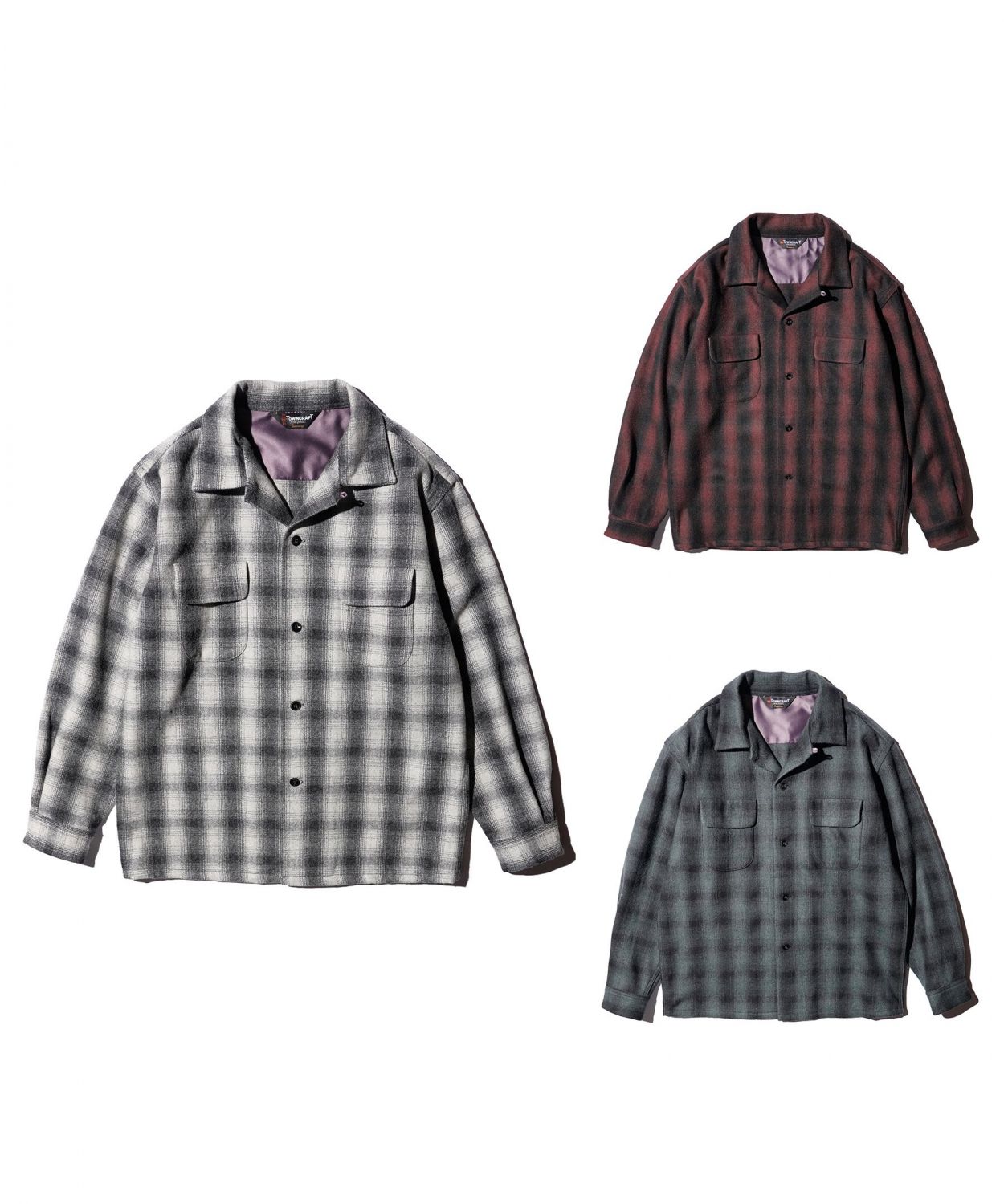50S WOOL OMBRE W-FLAP LOOP COLLAR SHIRT