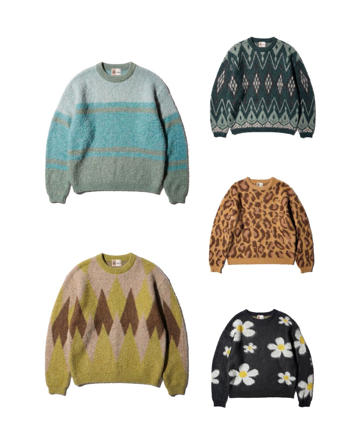 MOHAIR SHAGGY JACQUARD CREW SWEATER