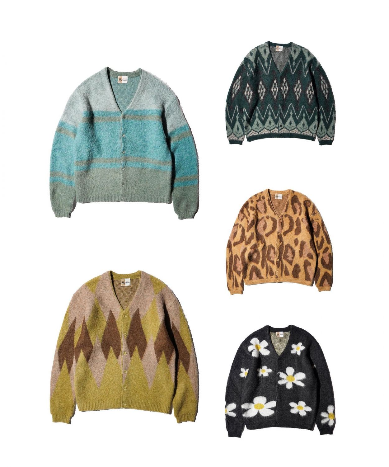 MOHAIR SHAGGY JACQUARD CARDIGAN