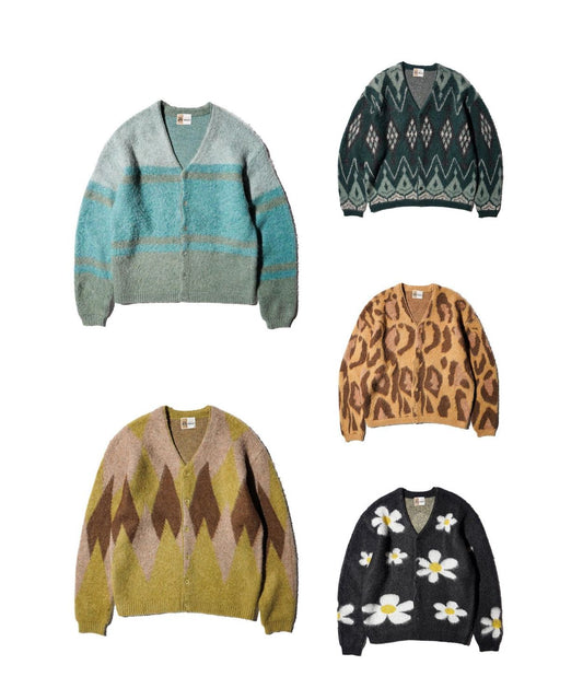 MOHAIR SHAGGY JACQUARD CARDIGAN