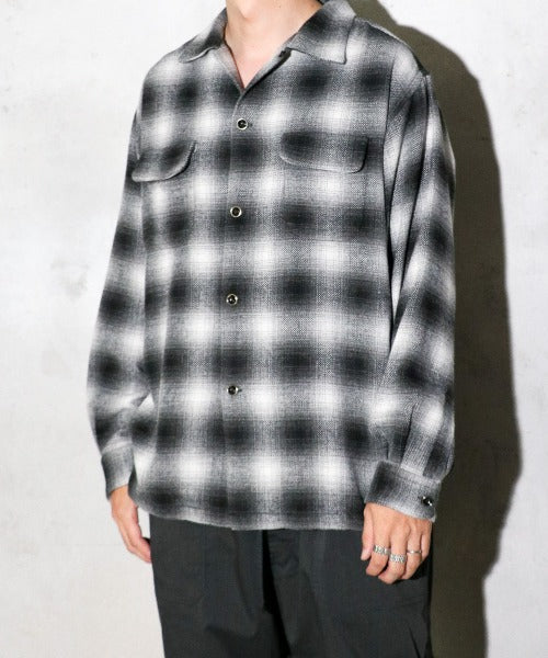 WOOL CHECK LOOP COLLAR SHIRTS