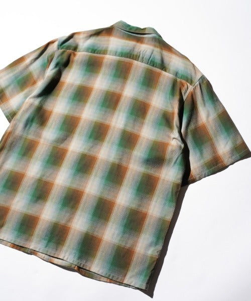 60S OMBRE PLAID RAYON SS SHIRTS MADE IN JAPAN