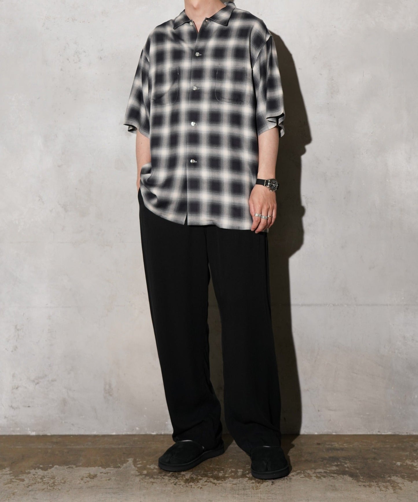 60S OMBRE PLAID RAYON SS SHIRTS MADE IN JAPAN