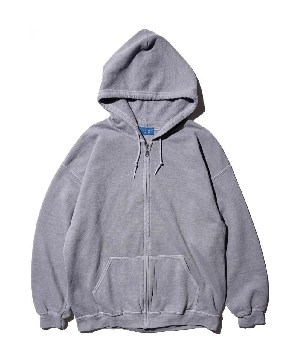 90S PIGMENT FULL ZIP HOODIE GRAY
