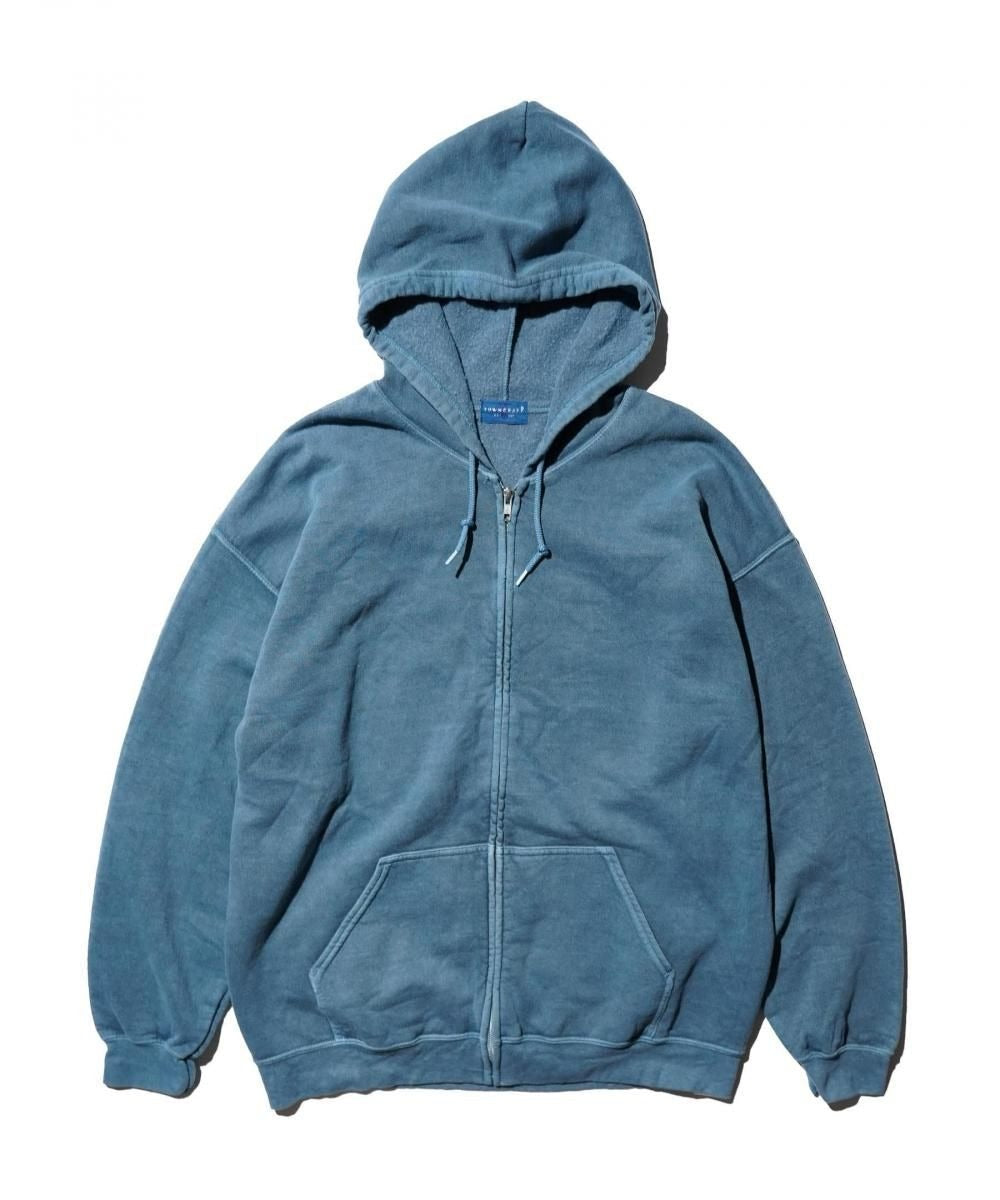 90S PIGMENT FULL ZIP HOODIE INDIGO
