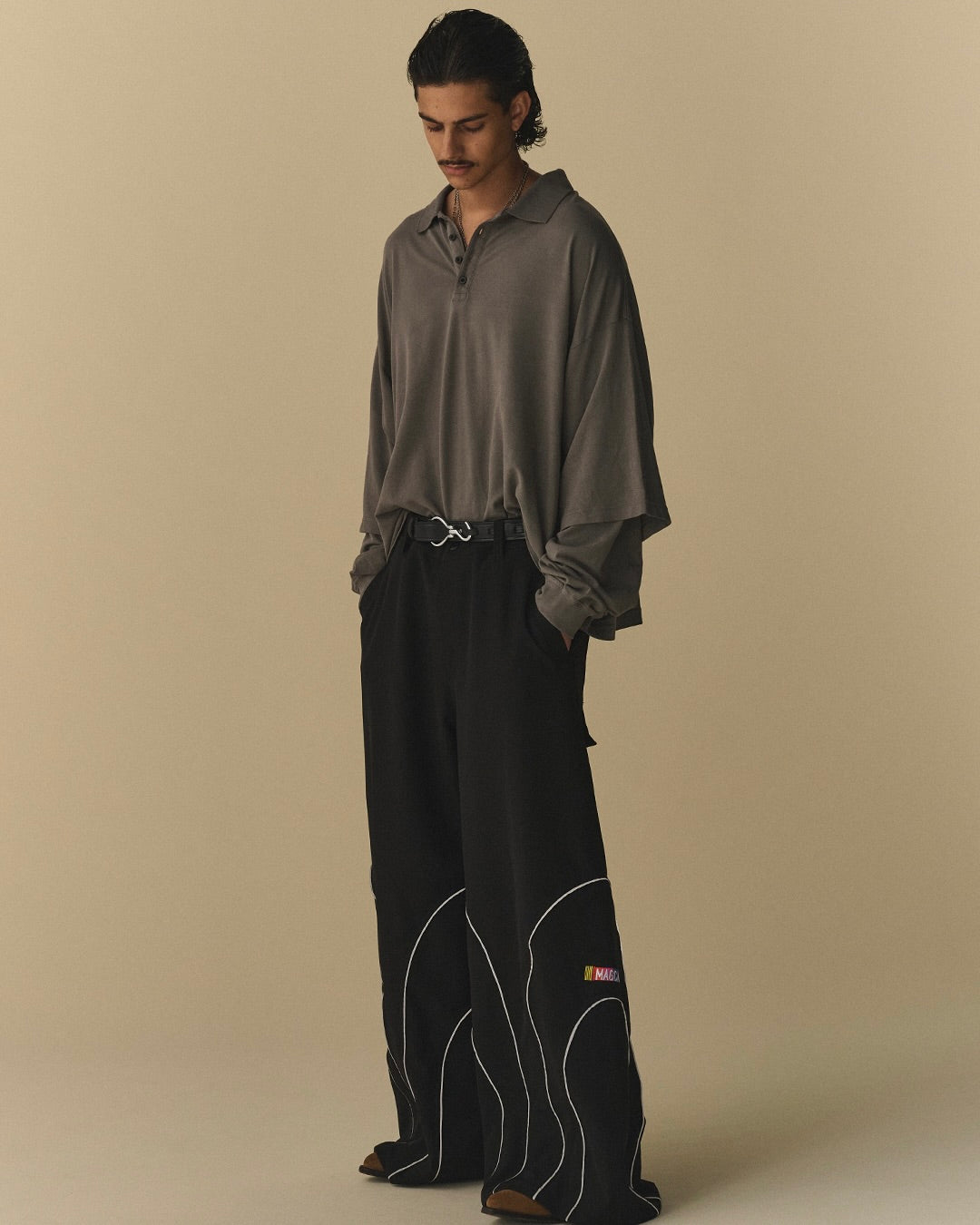 THE MAGUEY / LAYERED POLO CHARCOAL BLACK