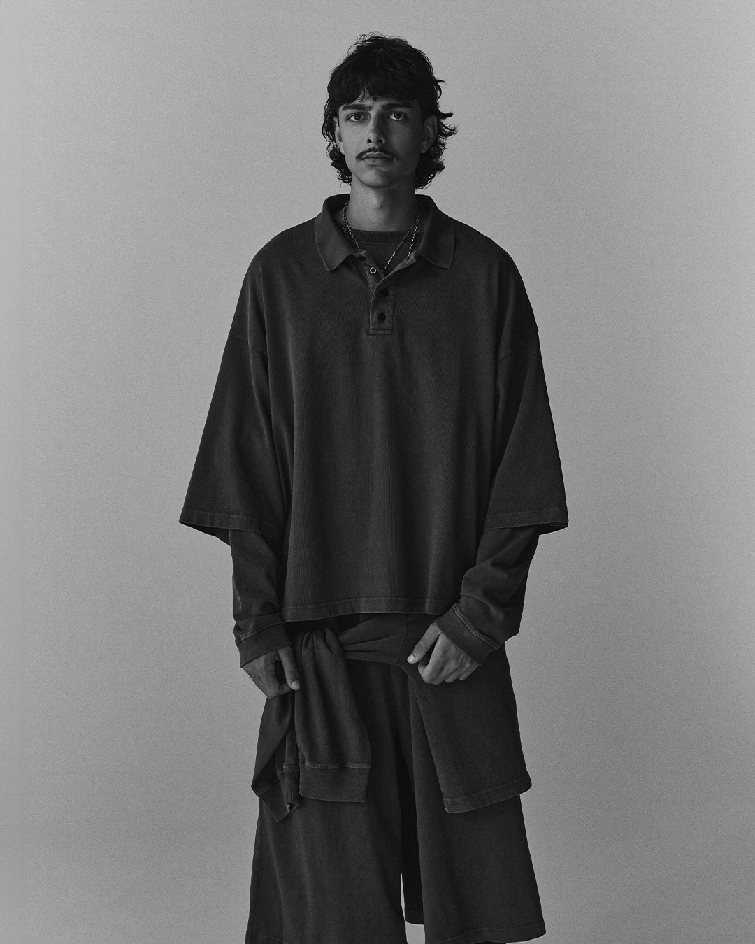 THE MAGUEY / SHORT SLEEVE POLO BLACK CLAY